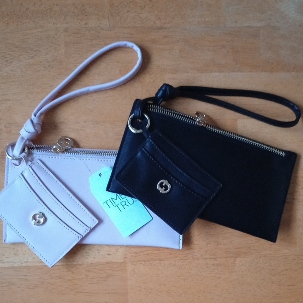Time And Tru Black and Pink Wristlet Set